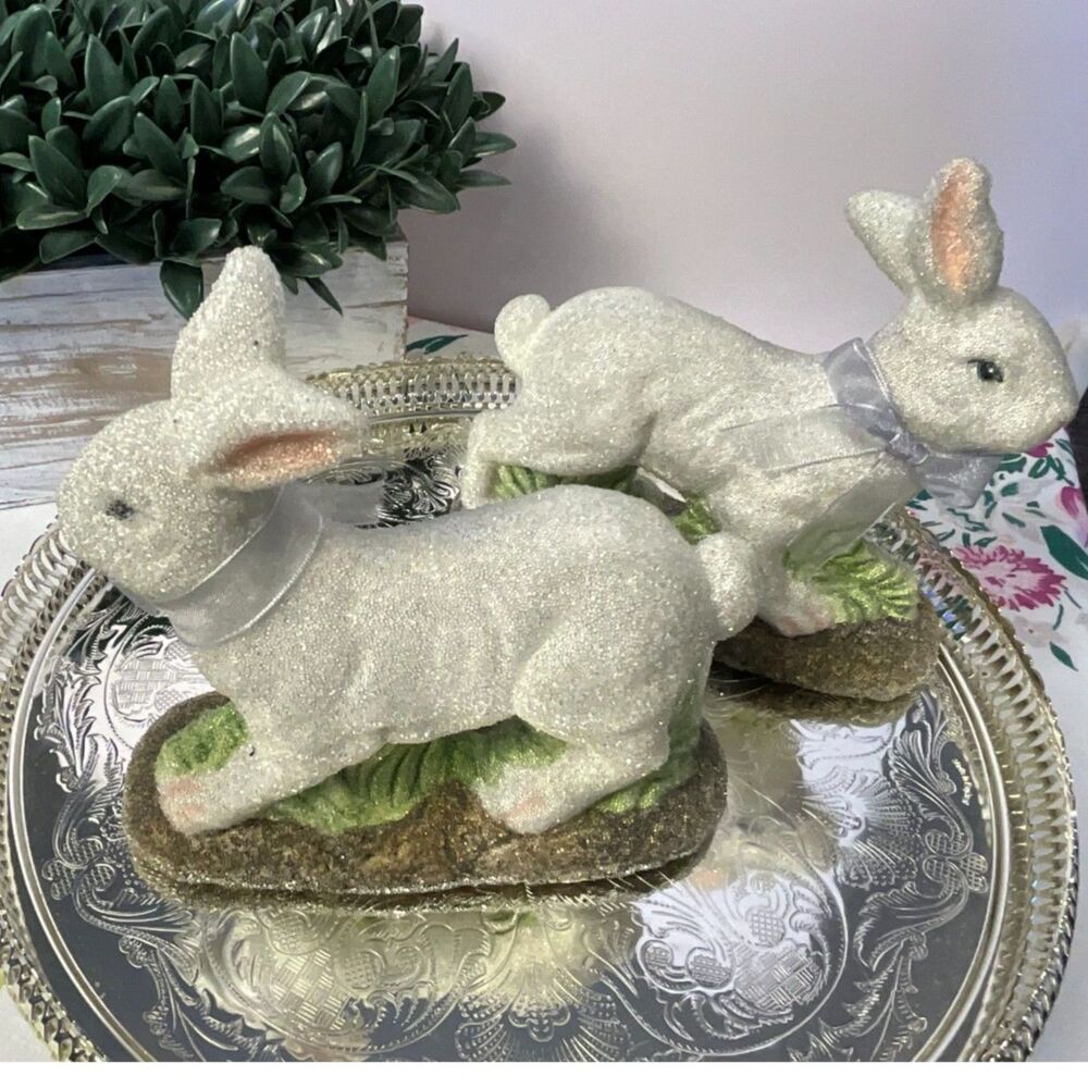 Midwest Cannon Falls Sugared Easter Bunny Rabbits set of 2 - Picture 3 of 7